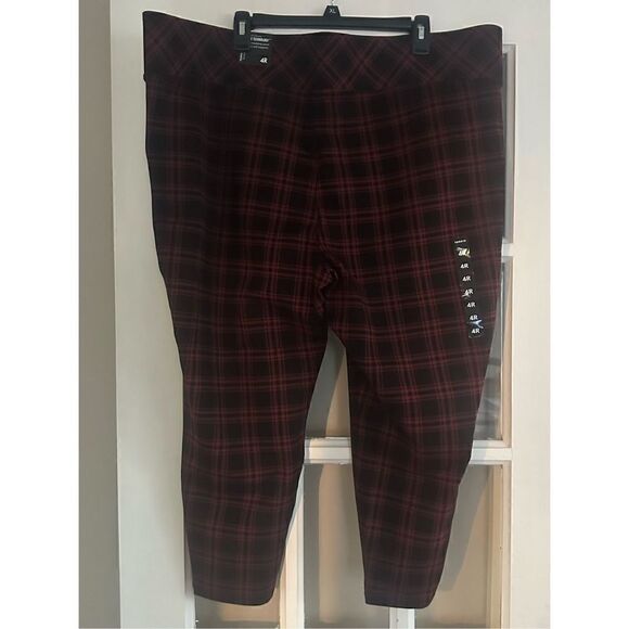 Torrid Pixie Skinny plaid size 4 Luxe Ponte High-Rise Pant red black - Picture 7 of 10
